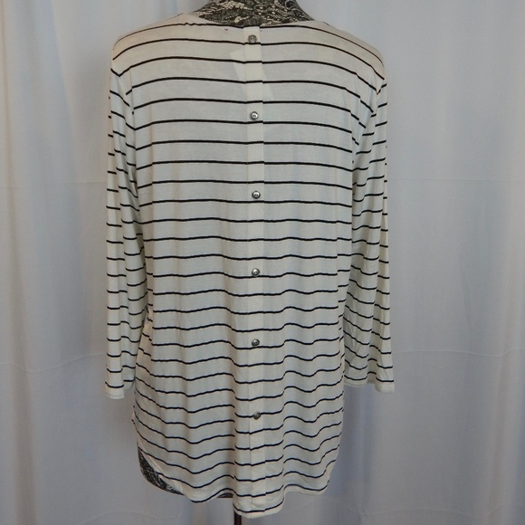 Papermoon Cream & Black Striped 3/4 Sleeve Top XXL - Picture 3 of 4